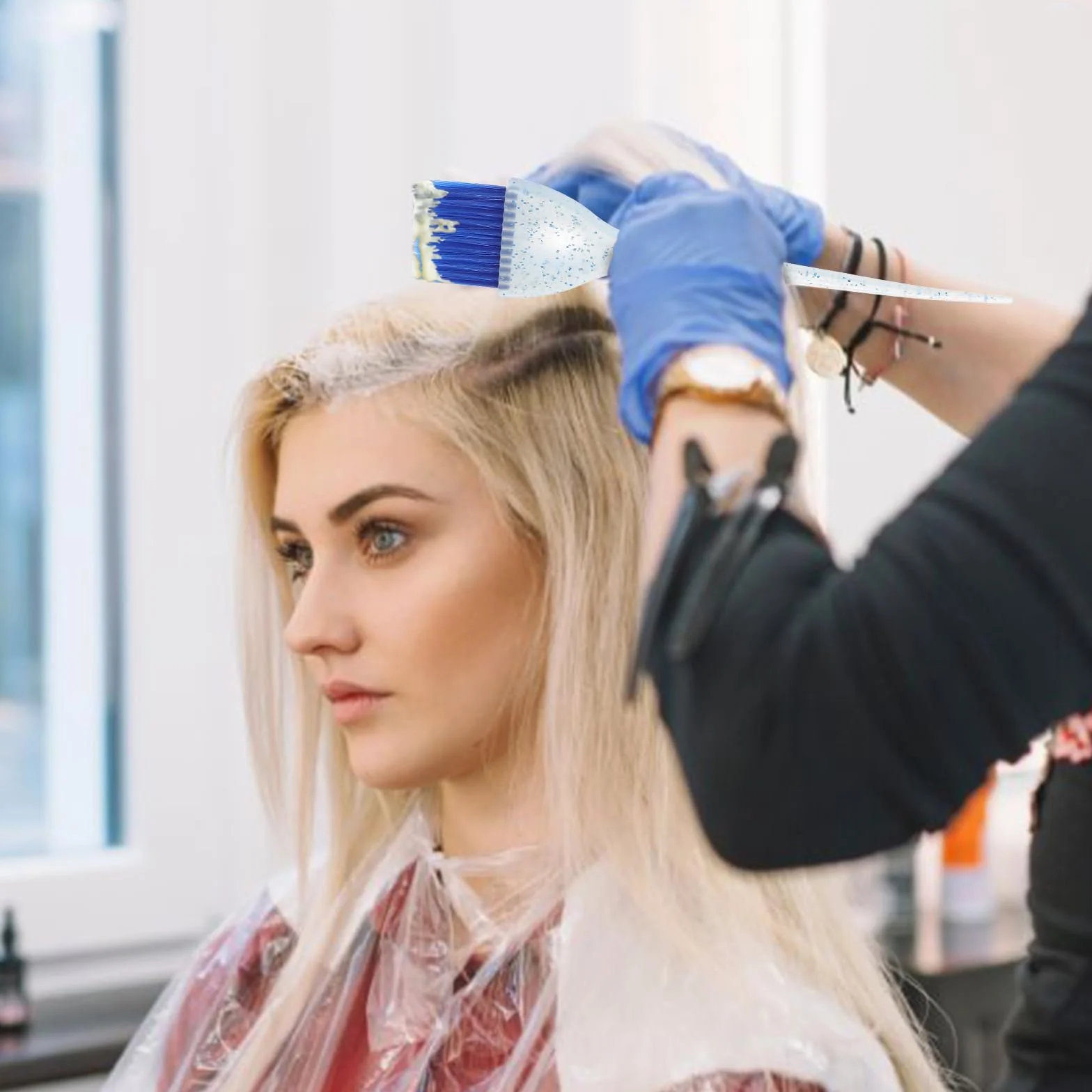 TIESOME Set di 6 pennelli per tinture per capelli, applicatore di precisione, per colorare e acconciare, per uso domestico e professionale, strumenti per parrucchieri