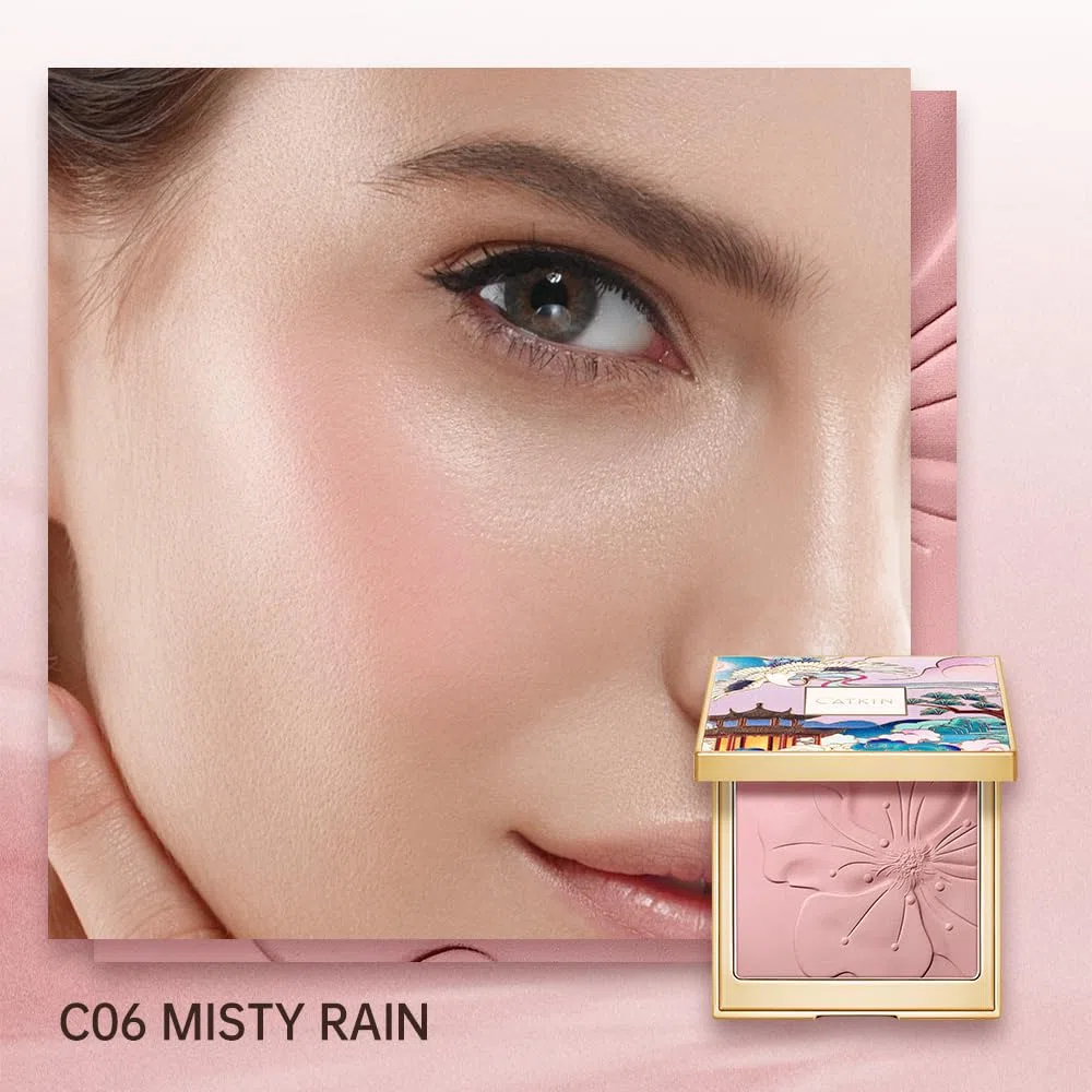 CATKIN Makeup Blush Polvere, Astra, 2-in-1 Illuminante viso in Polvere con Fard, Formula Leggero e Idratante, con Acido Laluronico, Matte, Effetto Naturale, Per un Look Fresco e Colorato, 10g