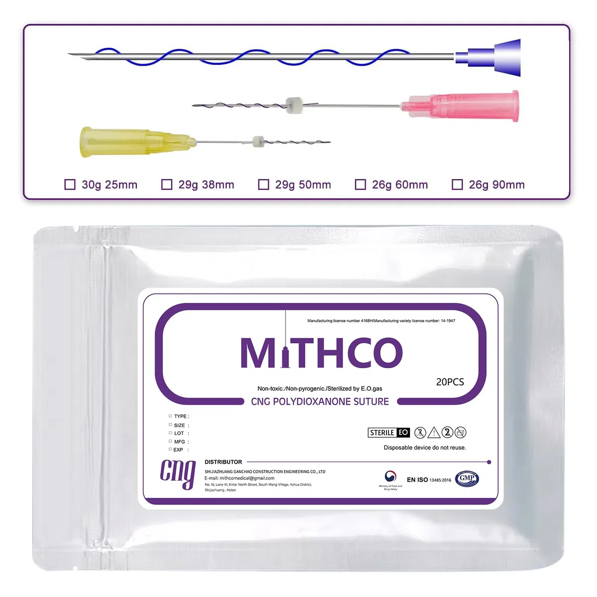 Fili PDO Lifting per viso e corpo rassodante, 30 G25 mm, fili PDO per lifting del viso, 20 pezzi