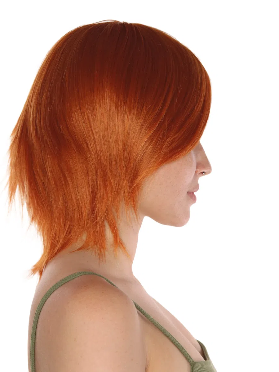 Prettyland Parrucca Media Lunghezza Capelli con frangia frangetta Scalati Lisci rosso arancio C622