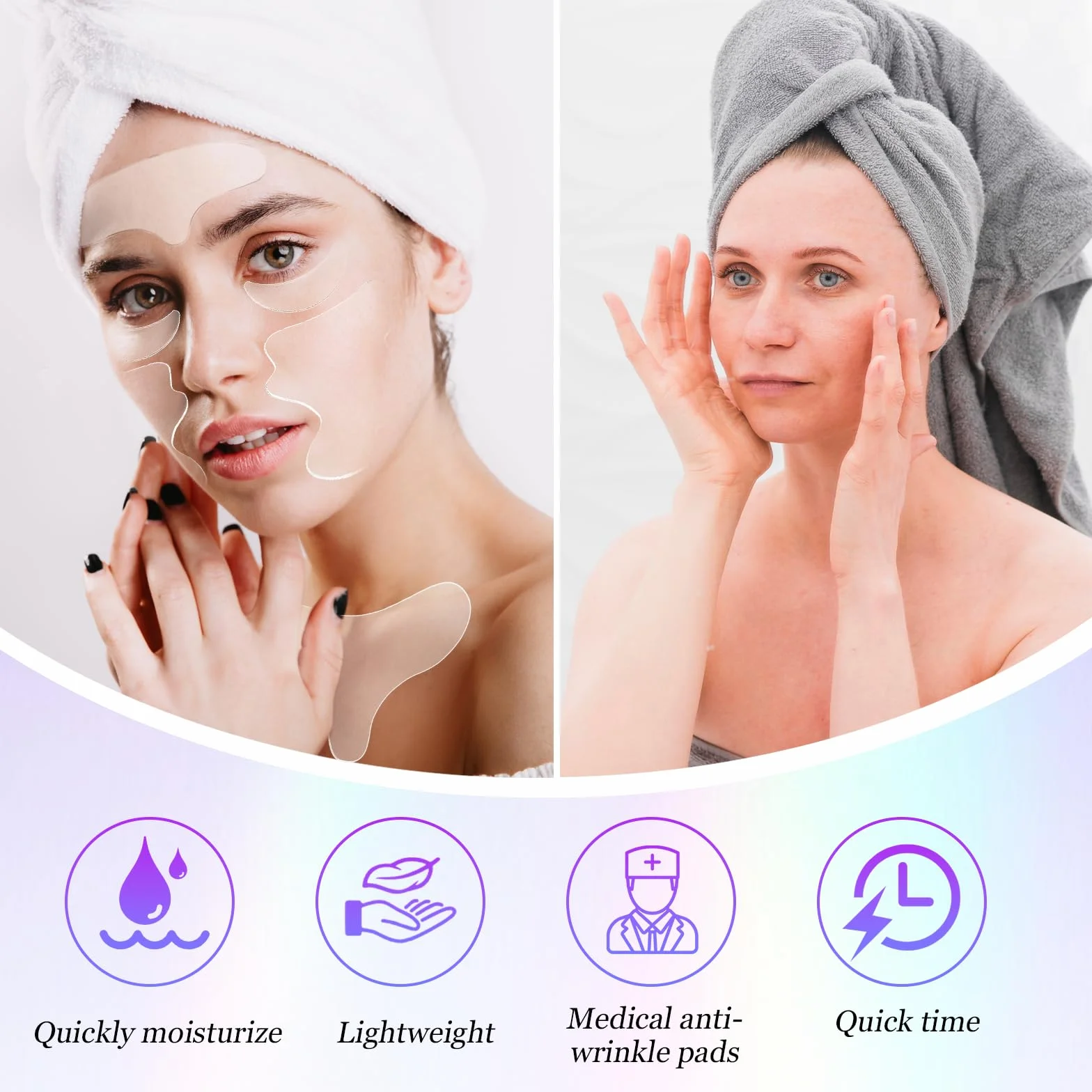 Dimeho 11 toppe antirughe per collo, riutilizzabili, in silicone, maschera antirughe sulla fronte, senza adesivo, per rughe e linee della pelle durante la notte, applicatore crema per occhi durante il