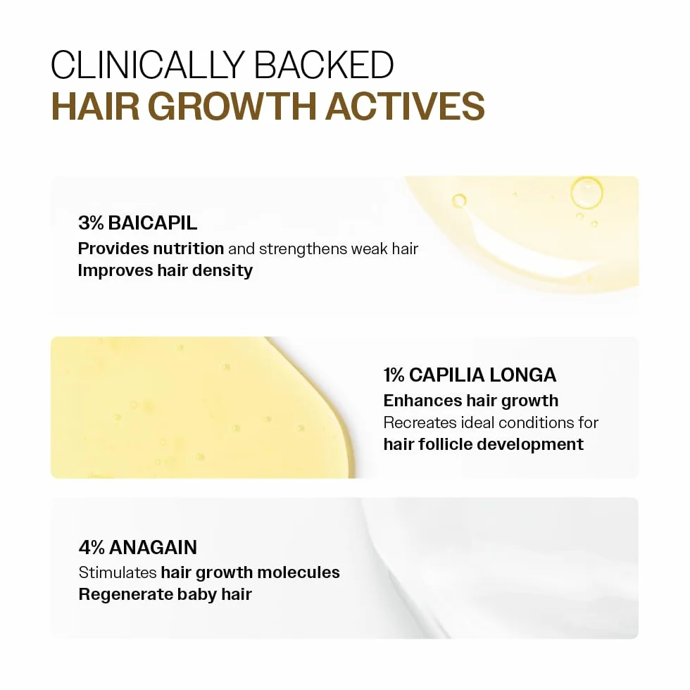 Bare Anatomy Siero avanzato per la crescita dei capelli 3% Redensyl + 4% Anagain + 3% Baicapil Rosmarino, biotina Siero per il controllo della