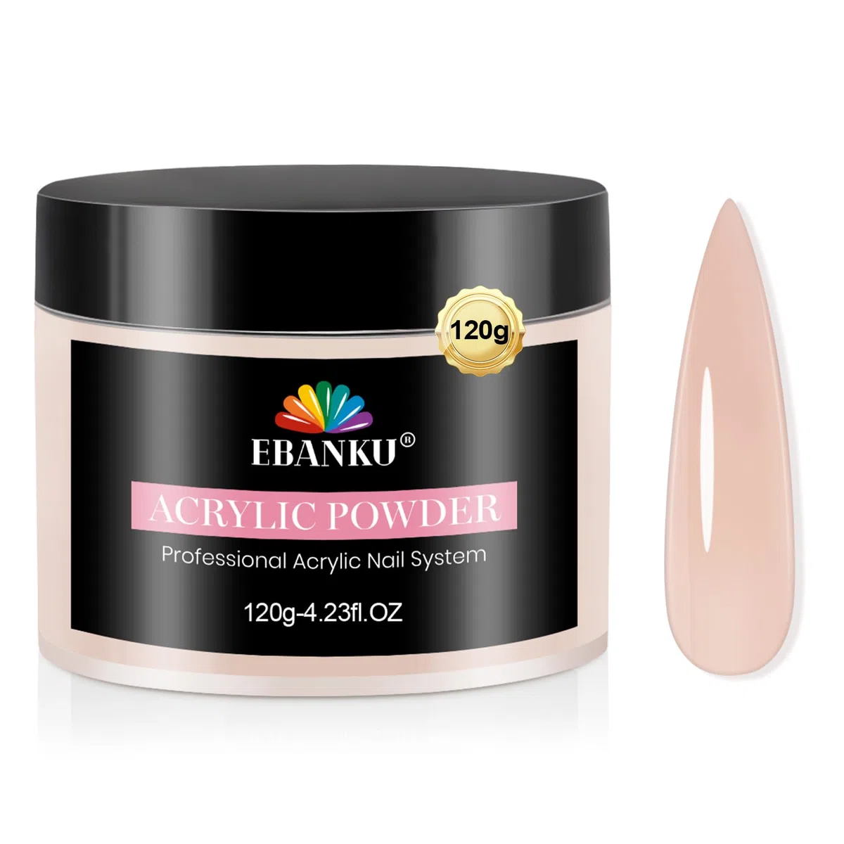 EBANKU Polvere acrilica per unghie rosa nude, 120 g, polvere acrilica professionale per extension per unghie, 3D Art Carving French manicure, forte adesione, facile da modellare a lunga durata, non