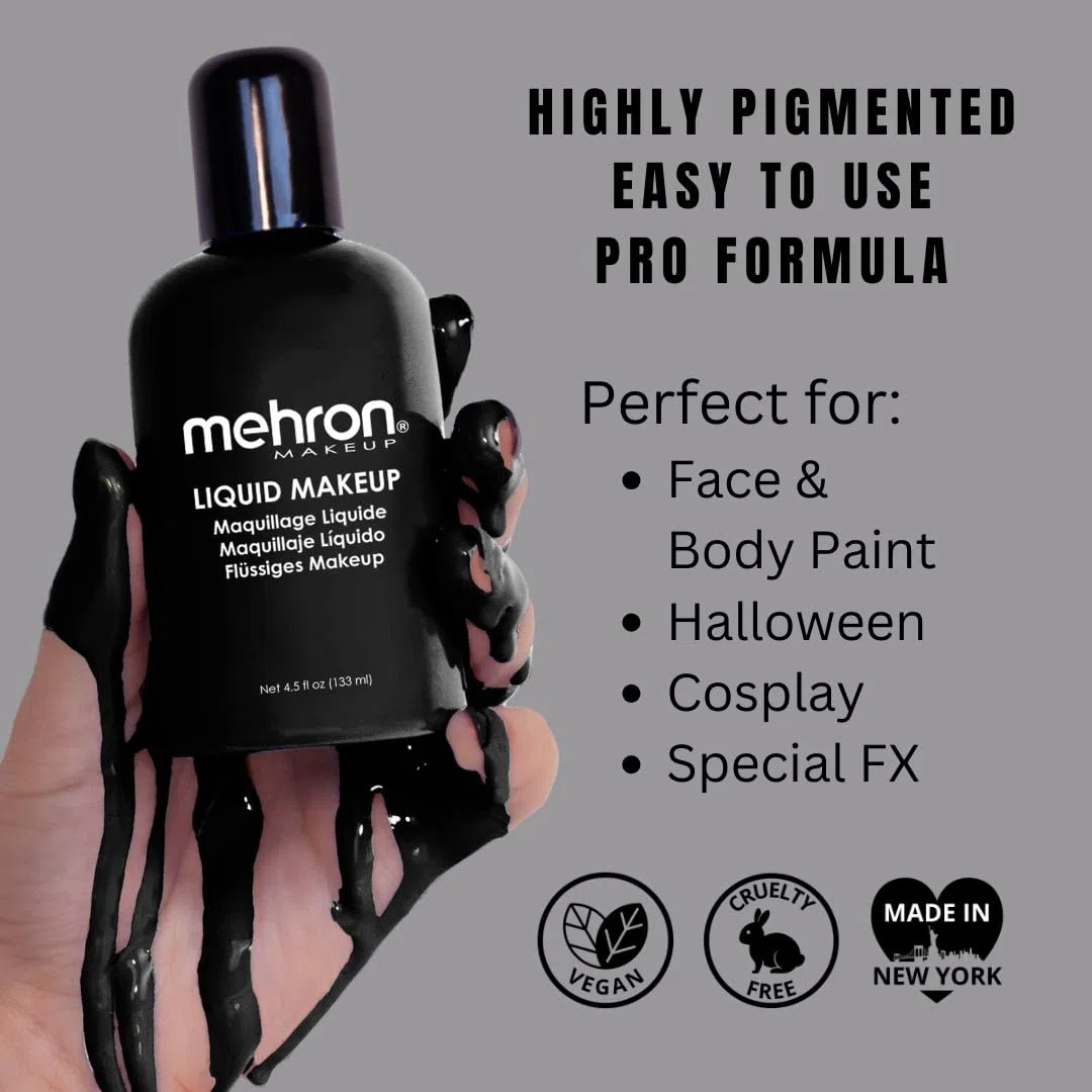 Mehron Liquid Make-up - Black (130 ml)