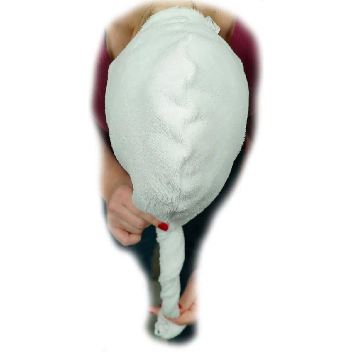 2 Pezzi Asciugamano per capelli in spugna di bambù - Assorbente e morbido - Asciugatura rapida - Turbante per capelli con chiusura a bottone - Produzione francese (Bianco Cappuccino)