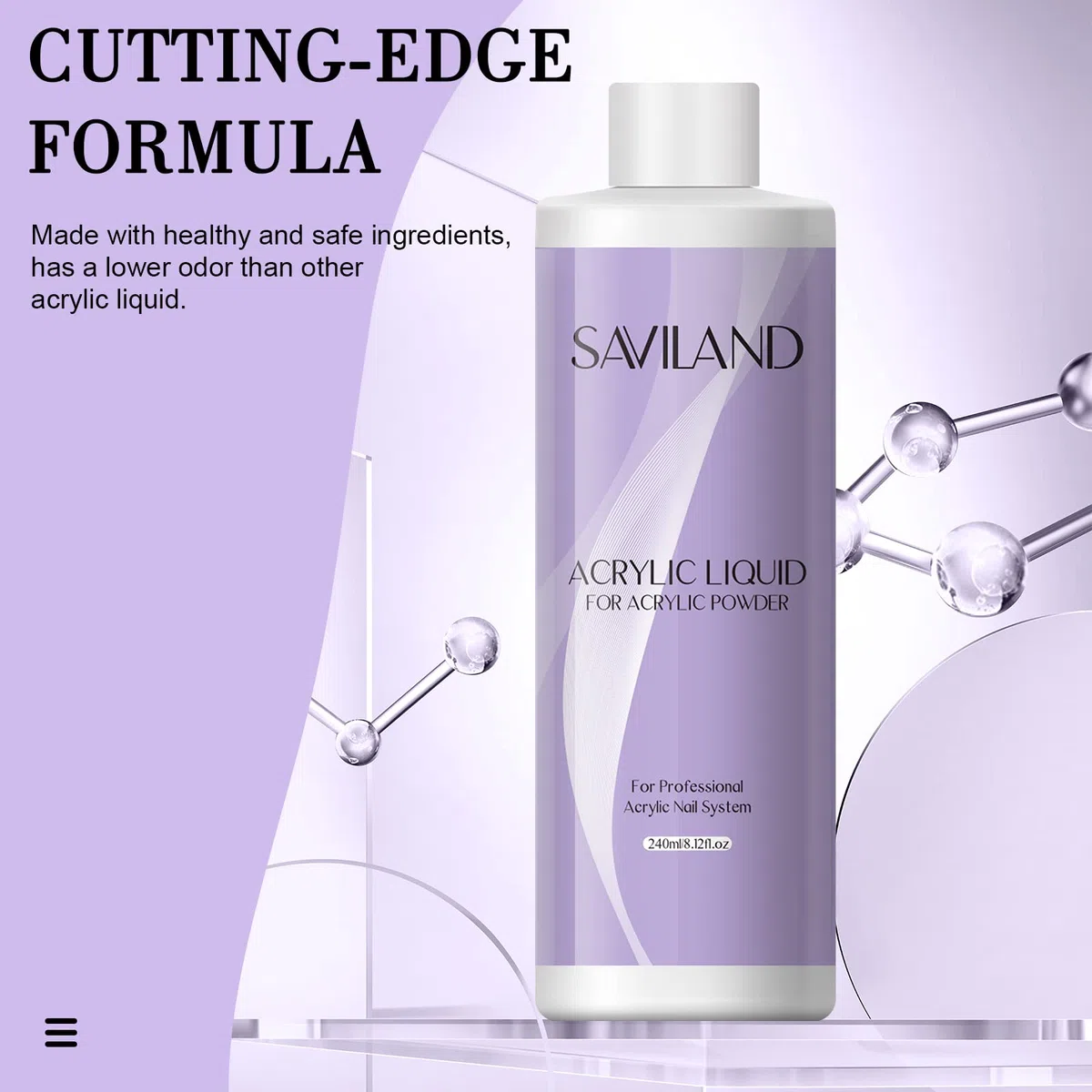 Saviland Liquido Acrilico: 240 Ml Di Liquido Per Unghie Ema Per L'Applicazione Di Unghie Acriliche, Per L'Allungamento Delle Unghie E Per L'Intaglio 3d Nel Salone Delle Unghie.