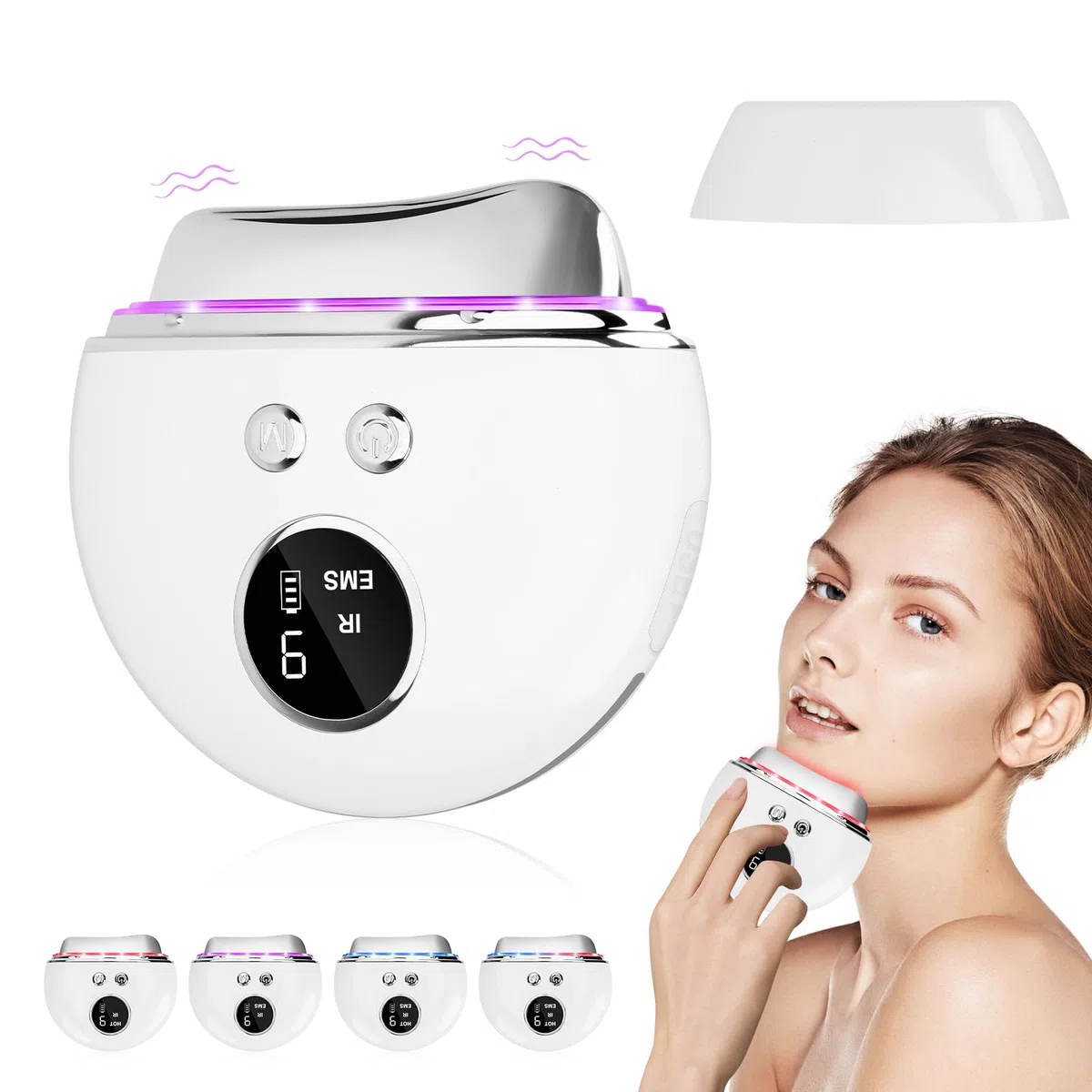 Massaggiatore Viso Antirughe,EMS Gua Sha Pietre per Corpo,con Calore e Vibrazione,Terapia Della Luce Massaggiatore Viso EMS lifting del Collo Rassodante per Tonificare il Viso