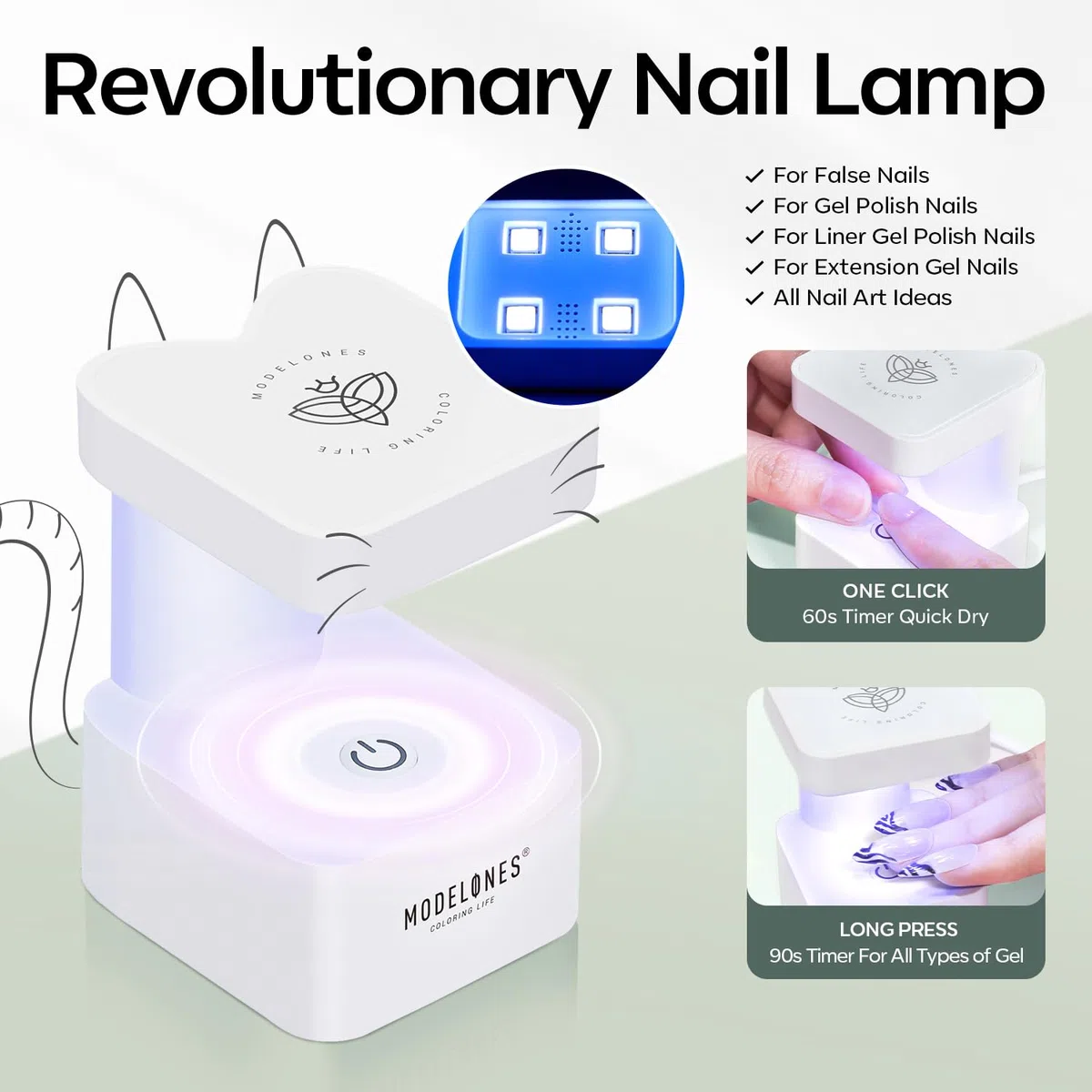 Modelones Unghie Finte con Colla Kit, 500 Pezzi Unghie Finte, Pezzi Punte per Unghie Artificiali con Lampada LED e Colla per Unghie, Smalto per Unghie in Gel Starter Set, Nail Art fai da te a casa