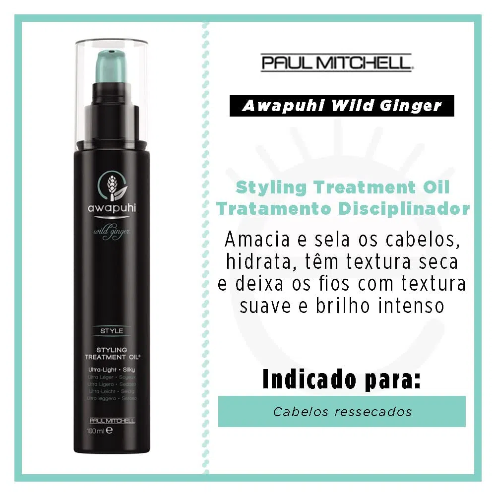 Paul Mitchell Awapuhi Wild Ginger Styling Treatment Oil, olio sigillante, ultra leggeron e setoso, per tutti i tipi di capelli - 100 ml