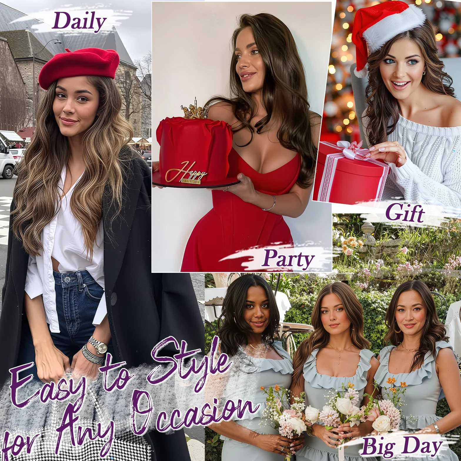 BARSDAR Castagno Extension Capelli a Clip, 50cm Ondulati Clip in Estensioni di Capelli per Donna 5PCS Spesso Layered Hair Extensions Lace Sintetici Posticci Extensions - Medio Castagno Marrone