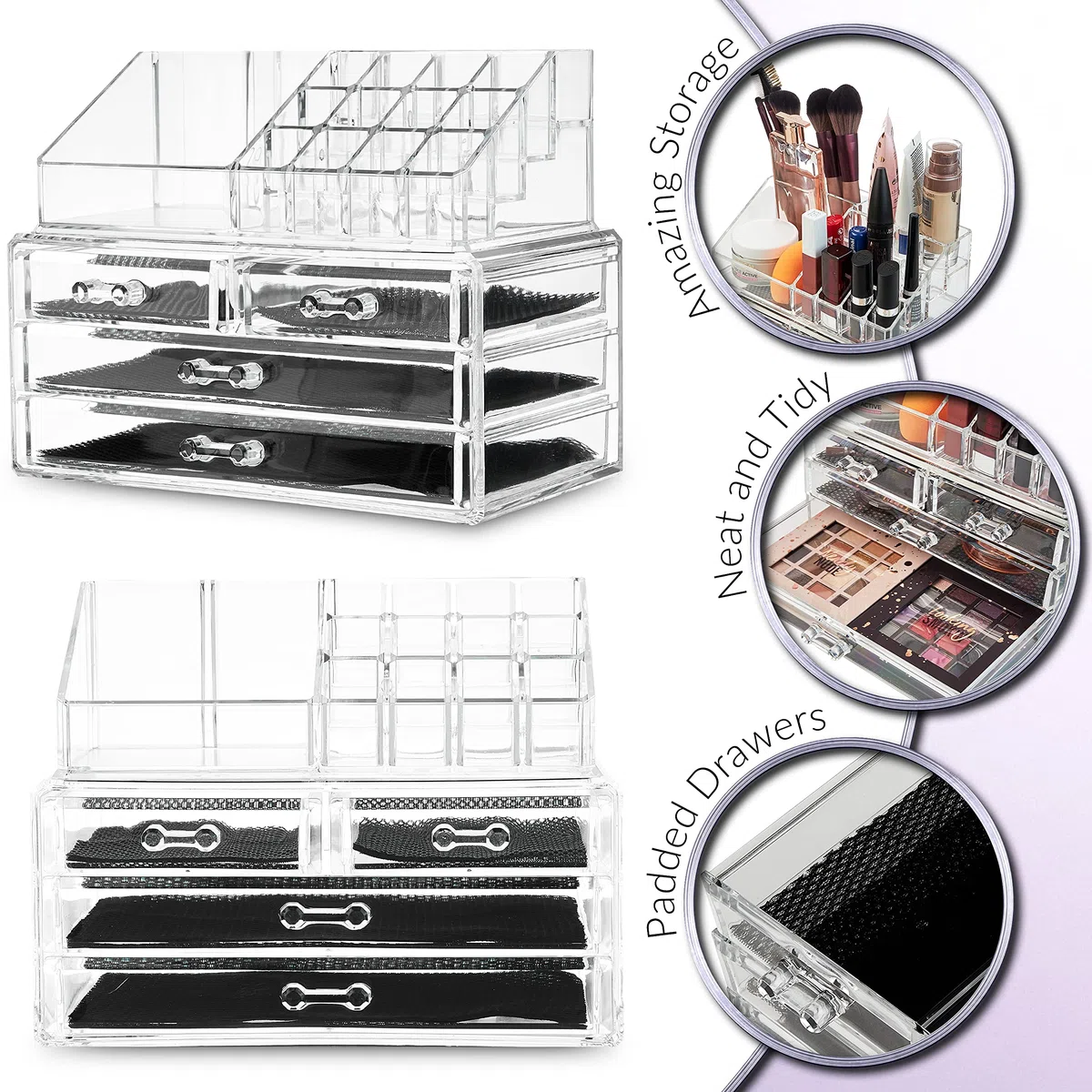 DECO EXPRESS Porta Trucchi Organizer da Bagno - Organizzatore per Cosmetici con Cassetti (Large)