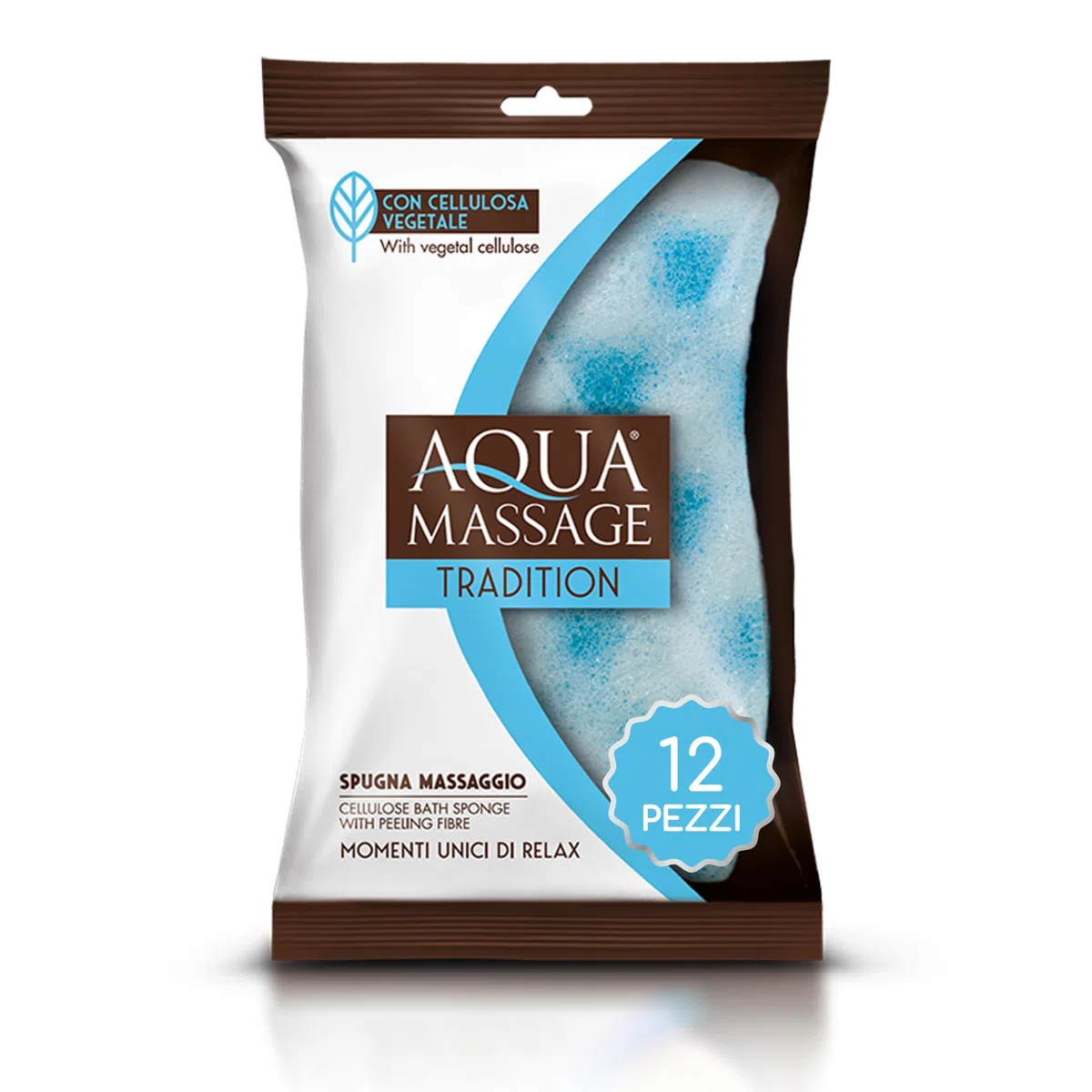 ARIX | 12 Spugne Massaggio Con Cellulosa della Linea Aqua massage Tradition, Spugna Corpo Relax Morbida, Spugna Energizzante e Tonificante in Pura cellulosa Vegetale a Fibra Alveolare - 12 Pezzi