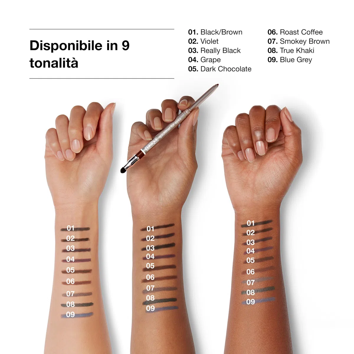 Clinique Quickliner For Eyes matita eyeliner | Resistente all'acqua, anti-sbavature, ideale per occhi sensibili
