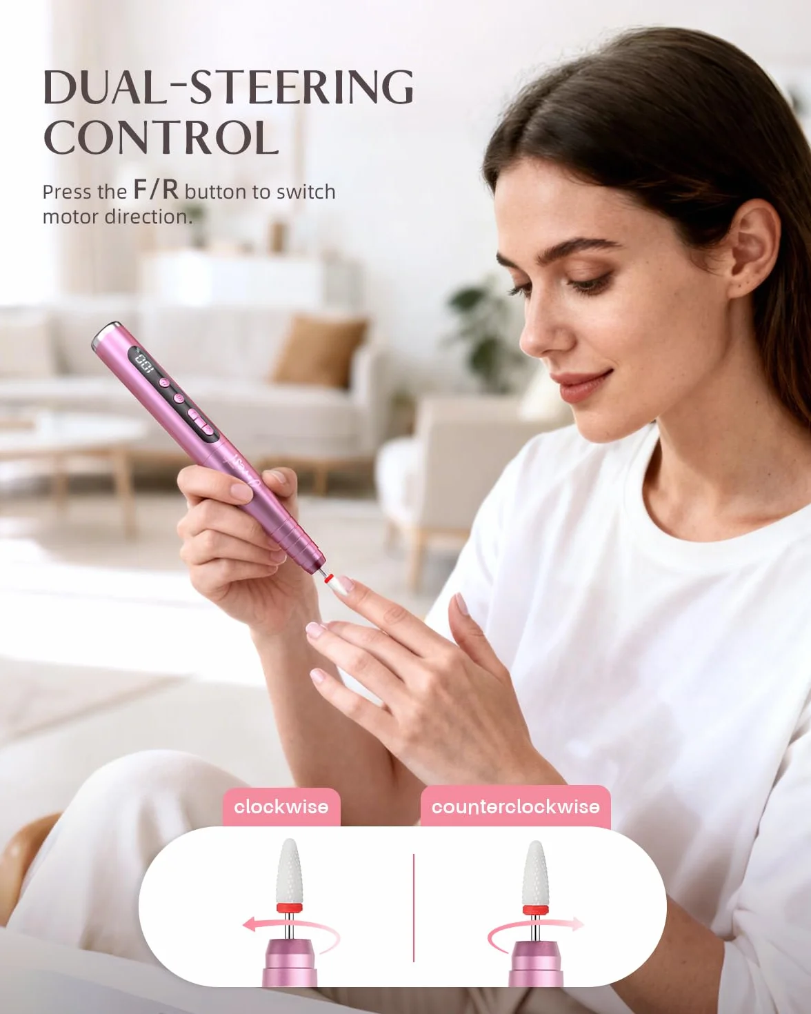 JOREST Fresa per Unghie, Lima Unghie Elettrico Portatile 13 in 1, Pedicure Elettrica Professionale Piedi, 35000 giri/min, 6 Velocità Regolabile,Set Manicure Girl Passione, Kit Ricostruzione Gel, Rosa