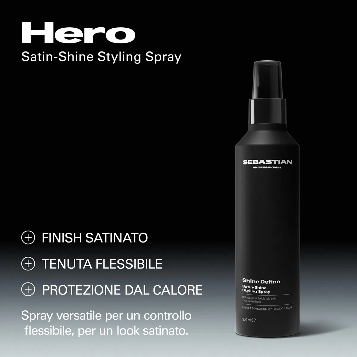 Sebastian Professional Shine Define Satin-Shine Styling Spray – Spray styling con protezione termica, definisce i capelli con tenuta flessibile e finitura luminosa, 200ml