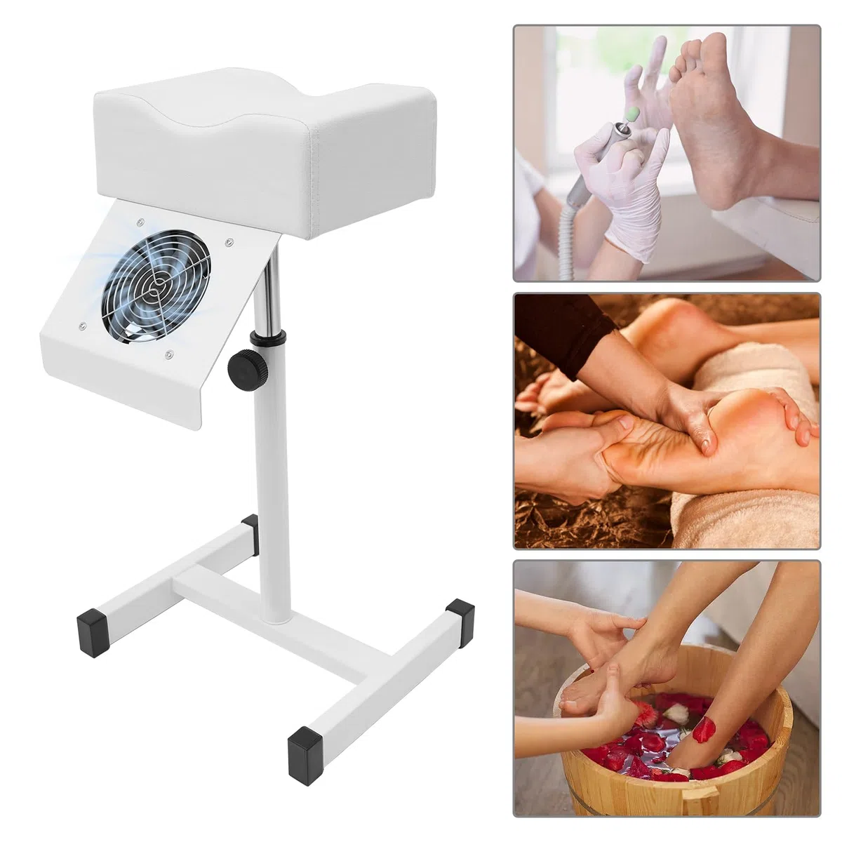 Panca per unghie con aspirapolvere, pedicure sgabello sedia, salone di bellezza poggiapiedi con aspirapolvere, poggiapiedi manicure per saloni, spa commerciali (bianco)