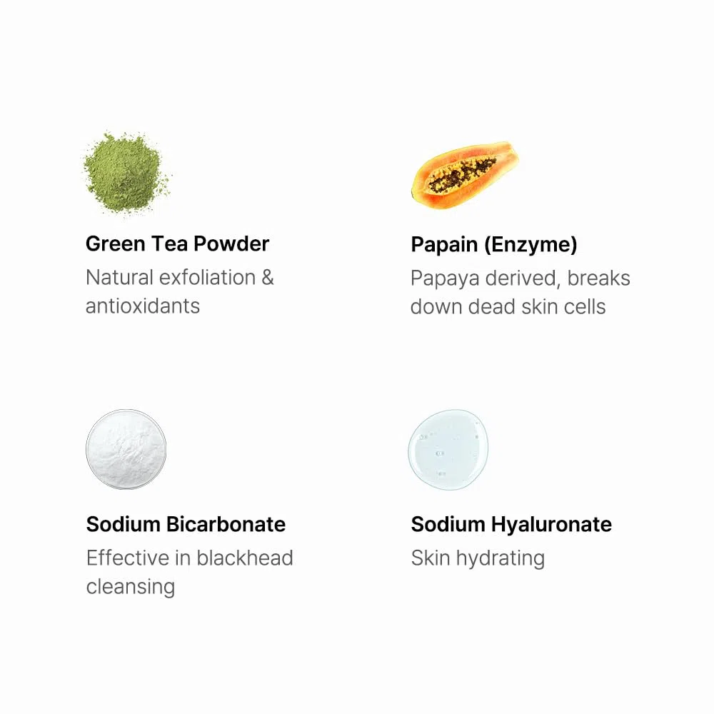 BY WISHTREND Detergente viso in polvere di tè verde ed enzimi, tutto in uno, detergente viso quotidiano idratante ed esfoliante delicato per pori e punti neri (3,88 once (confezione da 1))