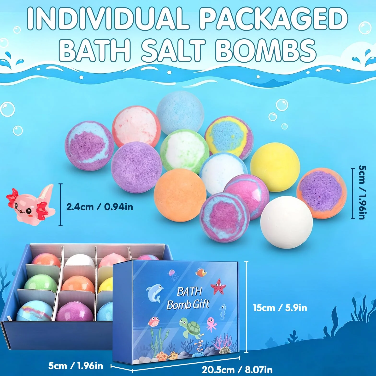 12 Pezzi Bombe da Bagno di Kids, Giocattolo a Sorpresa All'interno, bombe da Bagno in Schiuma Organica Naturale, Regali per Ragazzi e Ragazze