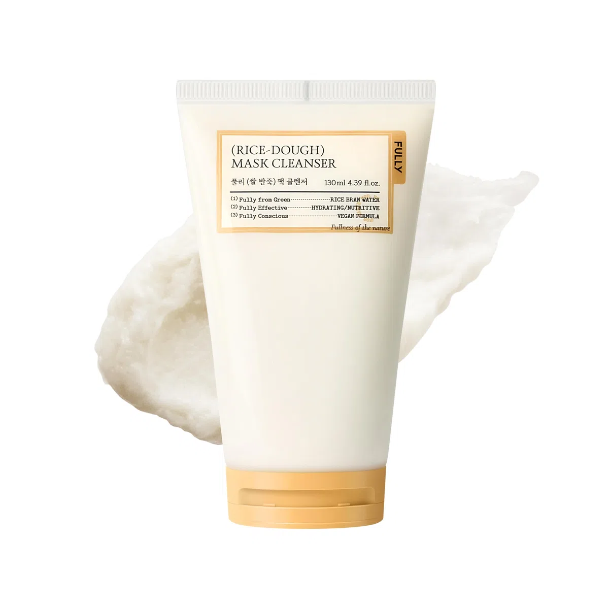 FULLY Detergente Maschera 2 in 1, Pasta di Riso, Formula a Basso pH, Nutriente, Pori Chiari, Pulizia Viso per Pelle Secca e Sensibile, Cura della Pelle Coreana Vegana, 120 ml