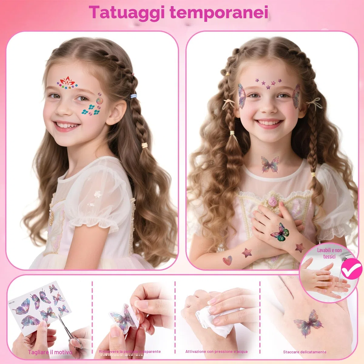 SEMKOTREE Brillantini per Capelli, Accessori per Capelli Applicatore Strass per Capelli con 480 Diamanti e Hair Tinsel, Glitter Applicatore Strass Regalo Bambina 6 7 8 9 Anni