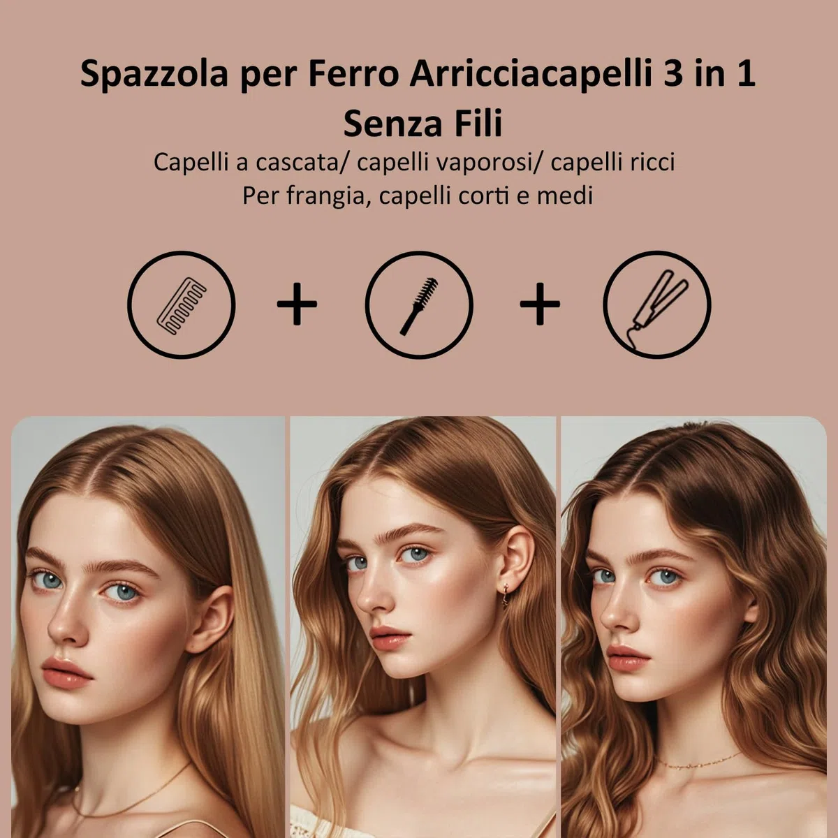 Leeko Spazzola Lisciante Senza Fili, Spazzola Arricciacapelli Senza Fili da 40mm,4 Temperature Thermal Brush, Pettine Spazzola Riscaldata per Capelli (bianco)