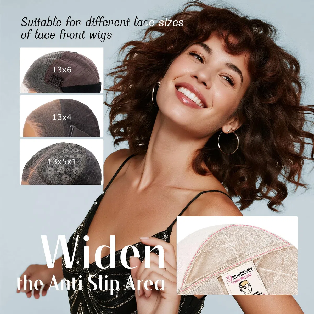 Dreamlover Wig Grip Cap per Parrucche Senza Colla, Cuffia per Parrucca 2-in-1 con Fascia Antiscivolo, Colore Carne, 1 Pezzi
