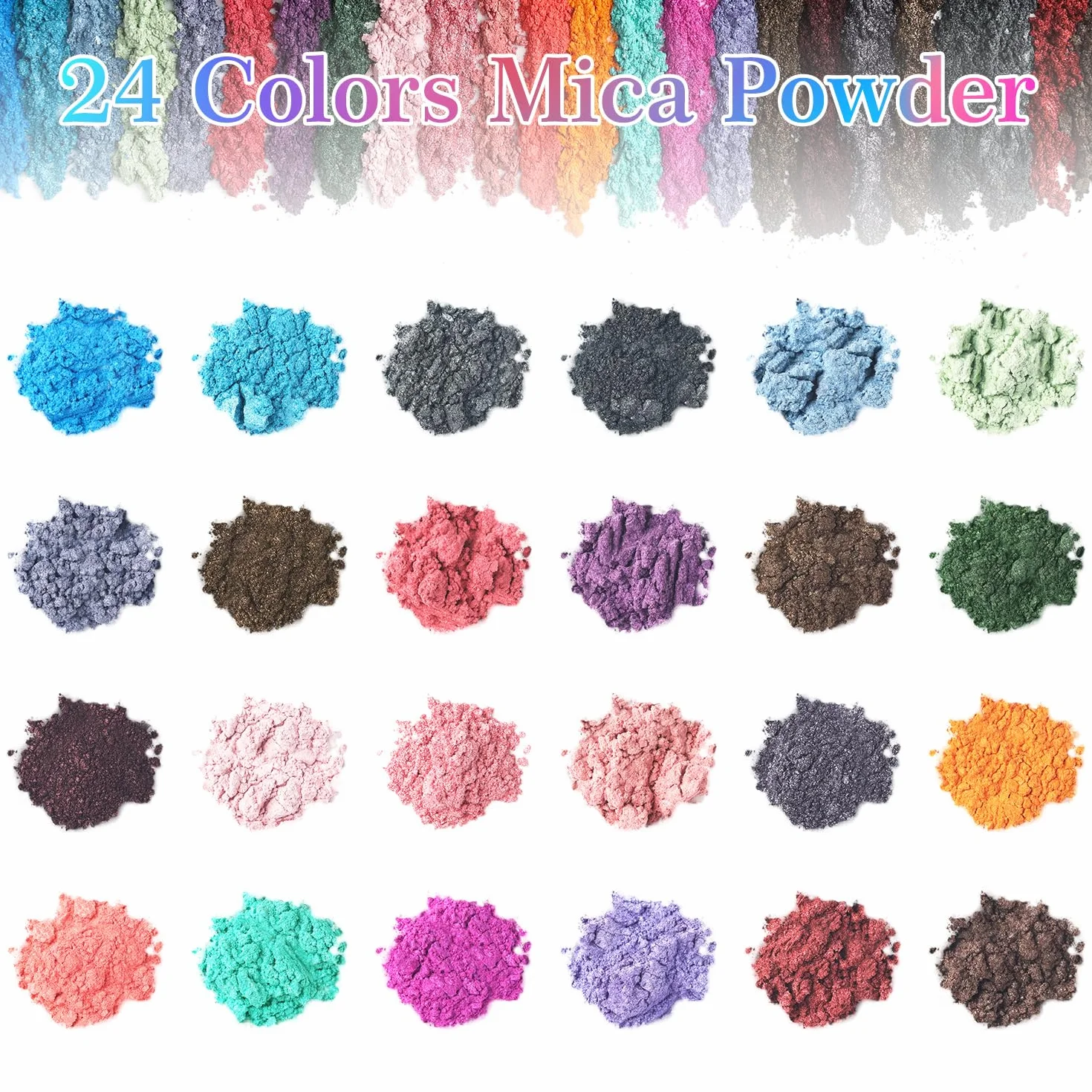 AIMEILI Polvere, 24 Colori Resina Epossidica Colore Madreperla Neon Pigmento Polvere per Versare Nail Art Gel Smalto Pittura