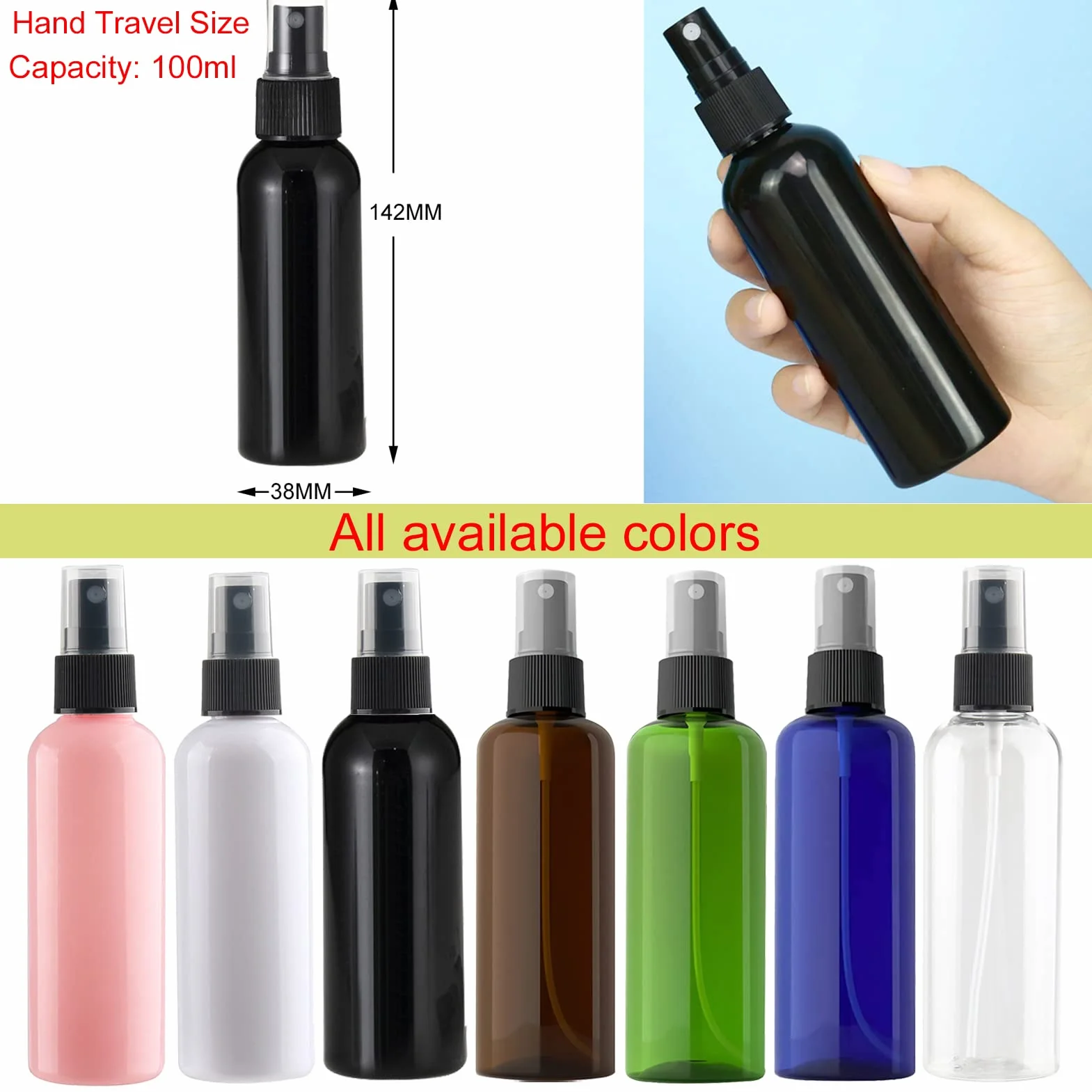 24 Pezzi Nero 100 ml Bottiglie Spray con Testa di Spruzzo Nera,Bottigliette Spray Vuote Set in Plastica, Flaconi Spray da Viaggio, Aereo Contenitori da Viaggio per Cosmetici