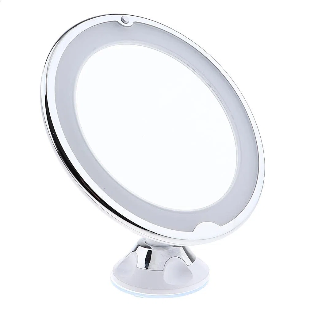 misppro Specchio da trucco illuminato con ingrandimento 7x, con ventosa, specchio da viaggio regolabile per piano di lavoro del bagno