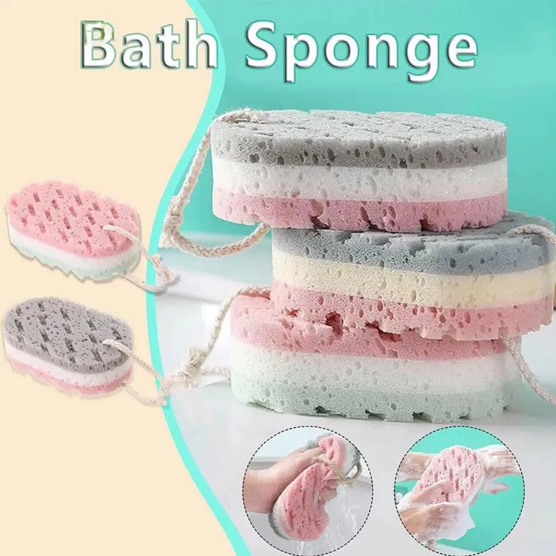 2 pezzi Spugna da bagno per donna spugna per il corpo in luffa spugna per doccia esfoliante profonda spugna per la pulizia della pelle, articoli da toeletta, adatti per uomini e donne
