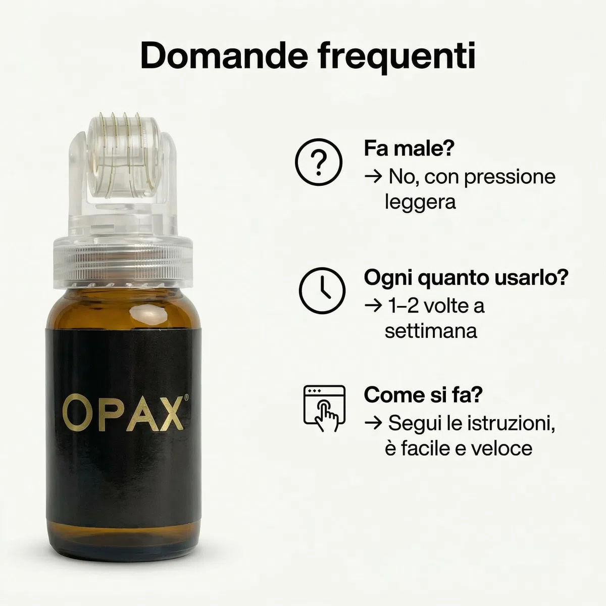 Opax Dermaroller Capelli 0.25mm con Siero Crescita Capelli 10ml, Microneedling Capelli, Derma Roller, Siero Sopracciglia, Ideale per Ricrescita Capelli Uomo, Barba - Adatto A Lui & Lei - Made In Italy