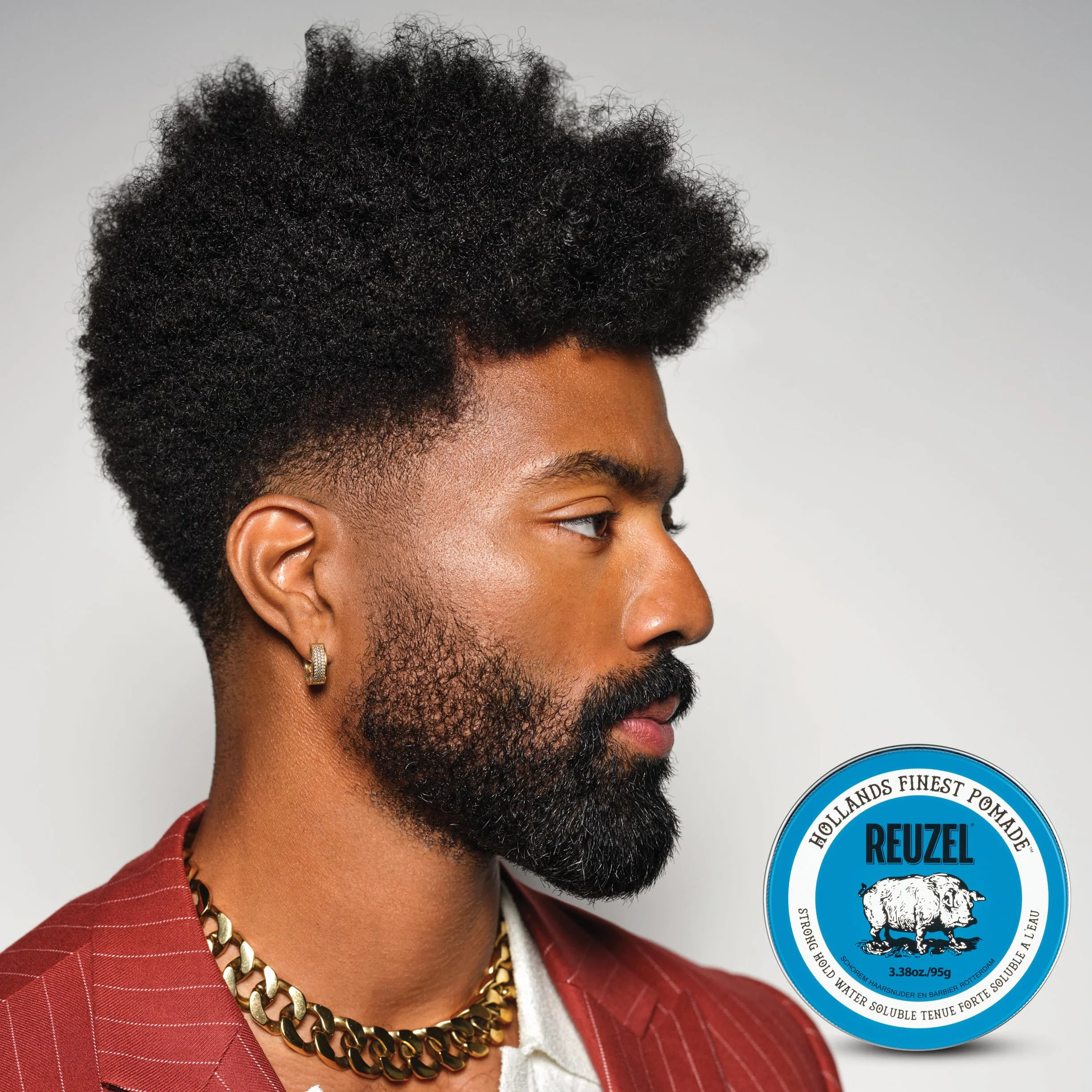 Reuzel Blue Pomade, pommade à tenue forte pour un look ultra brillant, soluble dans l'eau avec un parfum de vanille - 3,38 oz/95g