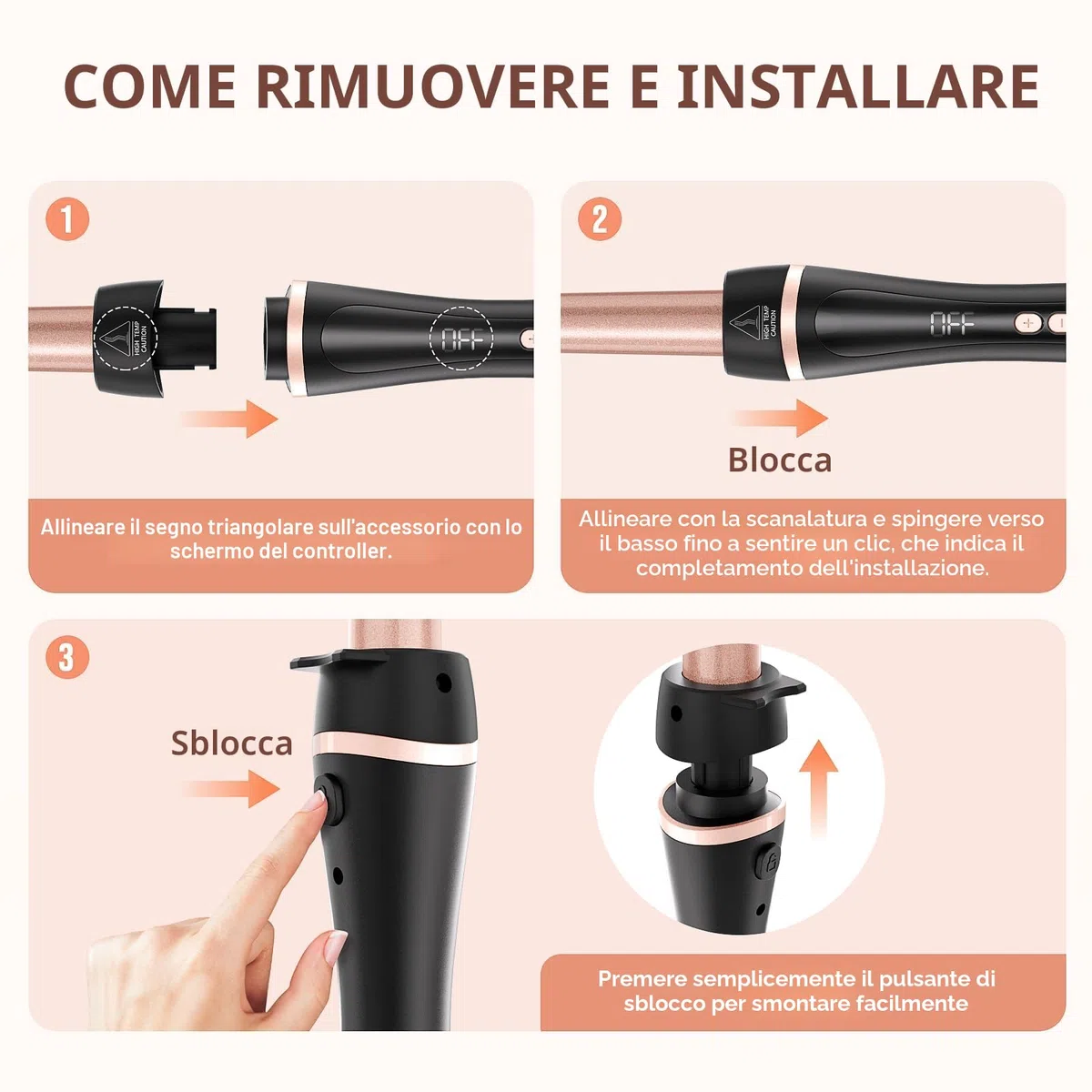 Ferro Arricciacapelli 5 in 1 Set Arricciacapelli Ceramica con Temperatura Regolabile 80°C - 230°C e Display LCD Piastra Onde per Capelli con 9-32mm Ferri di Diverso e Spegnimento Automatico