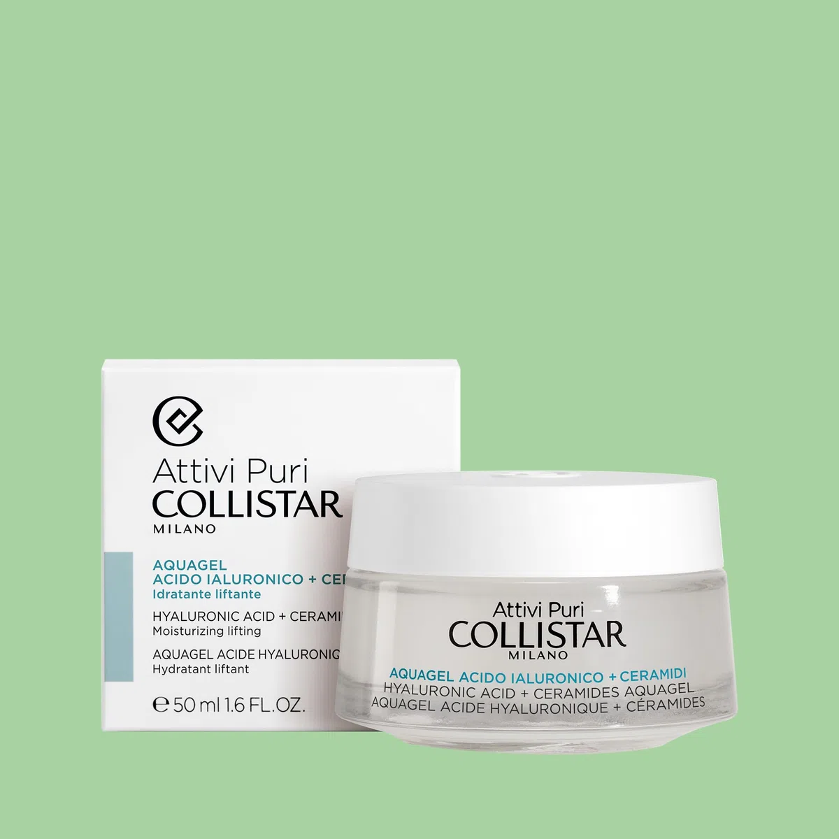 Collistar Aquagel Acido Ialuronico + Ceramidi, Crema-gel Idratante Liftante in Profondità con 4 Pesi Molecolari, Lifta e Minimizza le Rughe, Preserva l'Equilibrio del Microbioma Cutaneo, 50ml