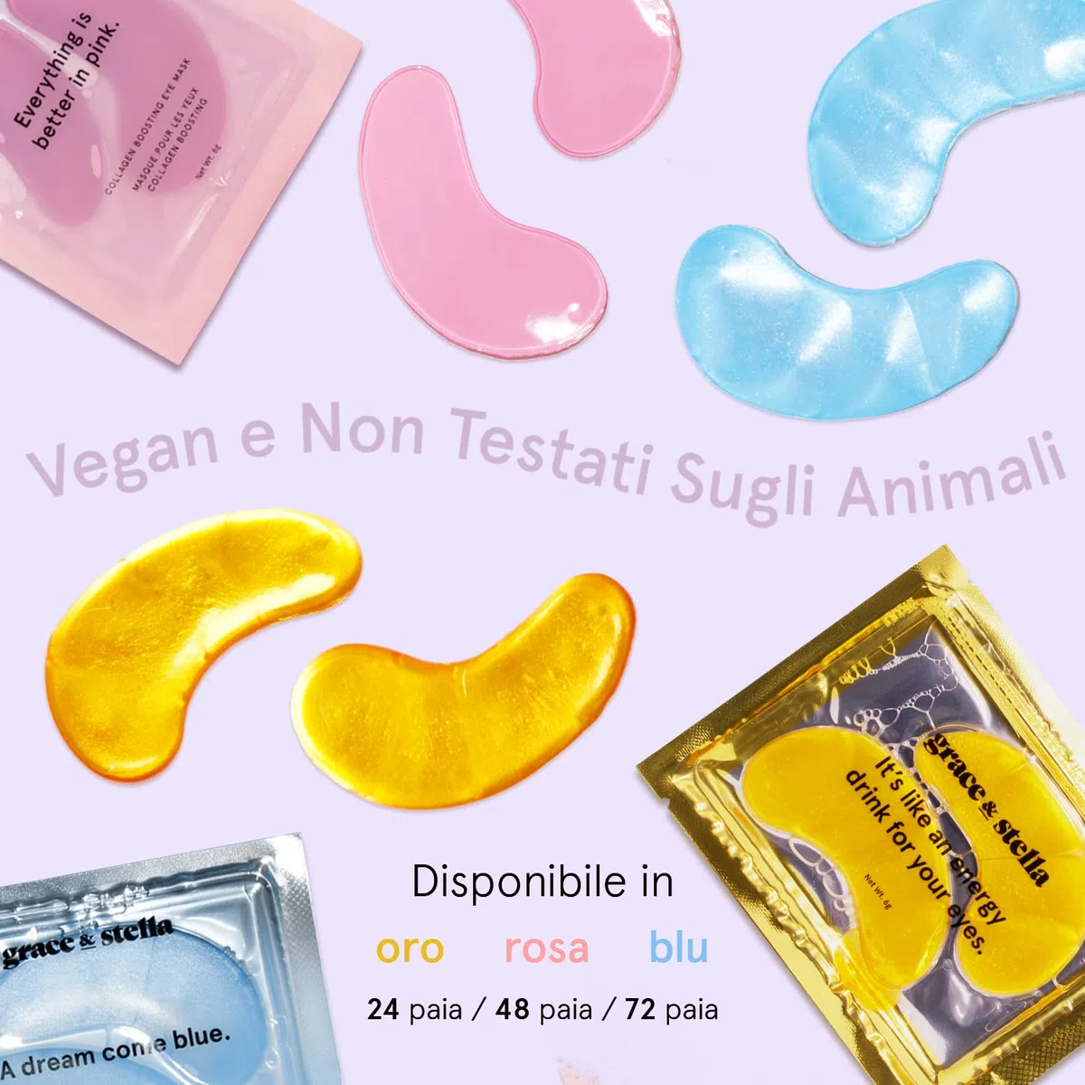 Patch Occhi Premiati (24 Paia, Rosa) – Premio Migliori Patch Occhiaie e Borse Naturali – Riduce Occhiaie, Gonfiori, Borse e Rughe – Maschera Occhi Vegan – Eye Patch by grace&stella