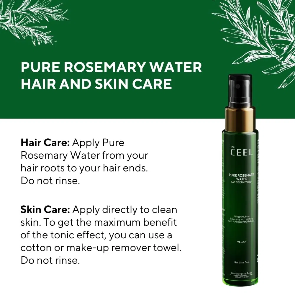 The Ceel Spray tonico per la crescita dei capelli con acqua di rosmarino – Vegan Leave-In Scalp Idration & Anti-Hair Loss Spray – Trattamento giornaliero non grasso per tutti i tipi di capelli – 100