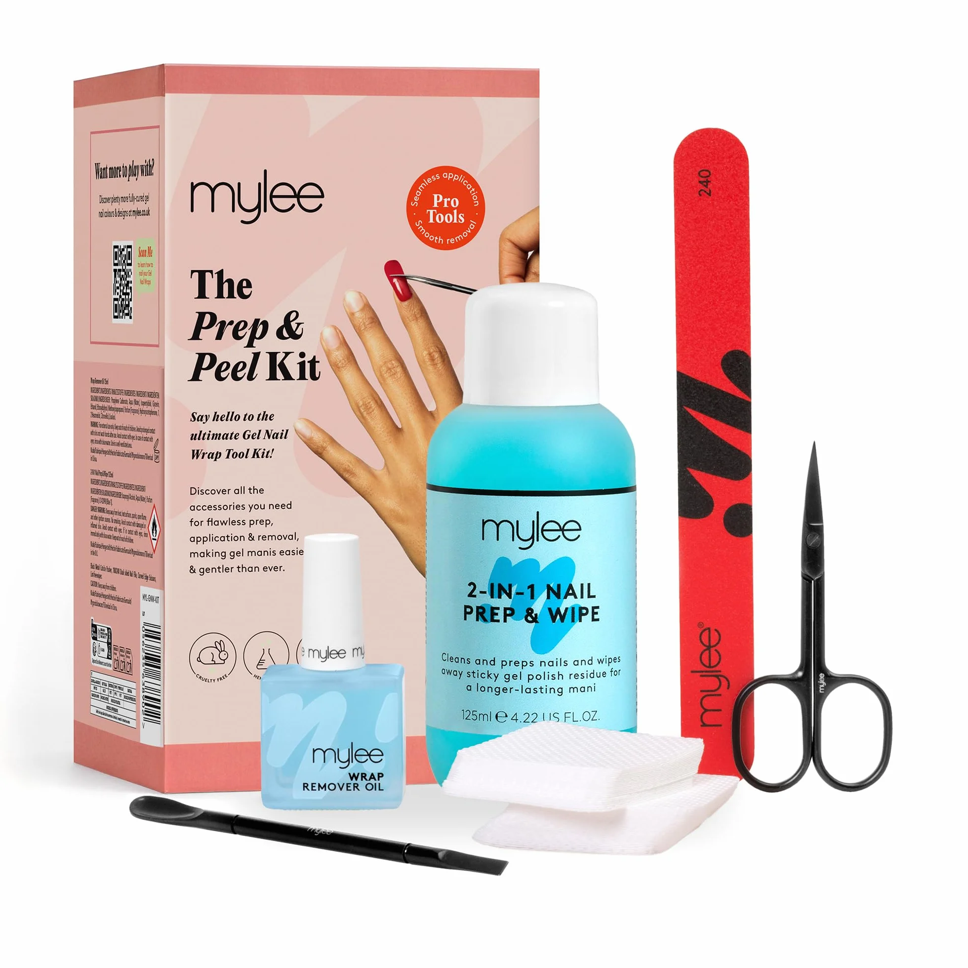 Mylee Kit Gel Nail Wraps - Strumenti professionali per applicazione e rimozione - Include olio di rimozione, forbici, lima e spingi cuticole