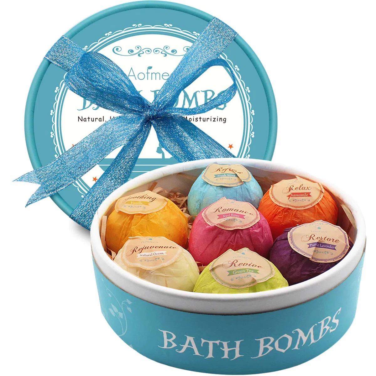 7 Bombe da bagno, Sali da Bagno, Fatto a Mano, Effervescente, Rigenerante e Idratante per la pelle, Idee Regalo Natale, Compleanno, San Valentino, Festa Della Mamma, per Donna, Uomo, Bambini, Relax