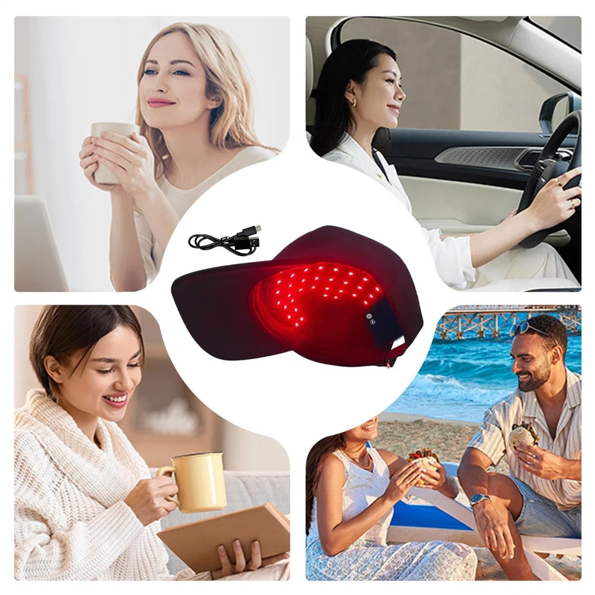 Cuffia per la crescita dei capelli con luce rossa, 450 nm/660 nm, cappello lenitivo per la cura del cuoio capelluto professionale, dispositivo di stimolazione del cuoio capelluto per diradare i