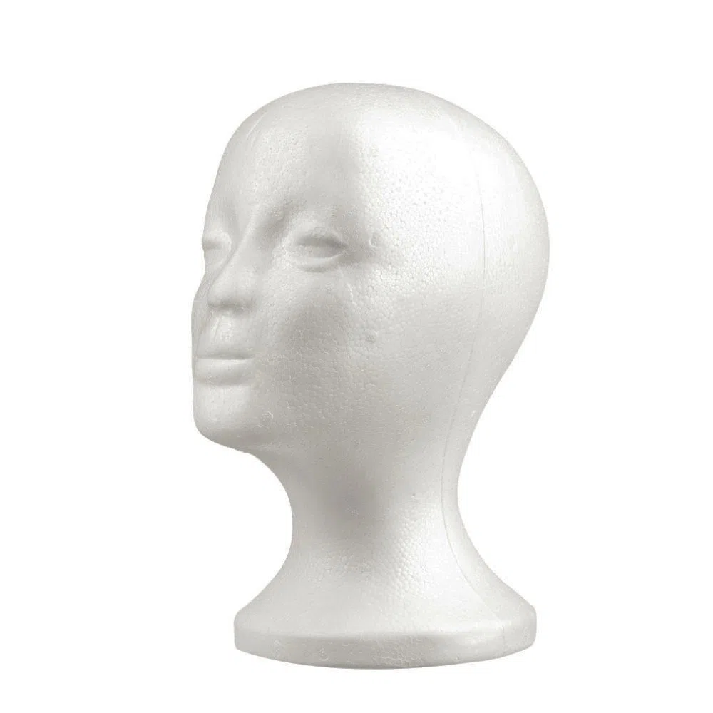 KIT 3 TESTA IN POLISTIROLO BIANCO ESPOSITORE PER PARRUCCA CAPPELLO CASCO