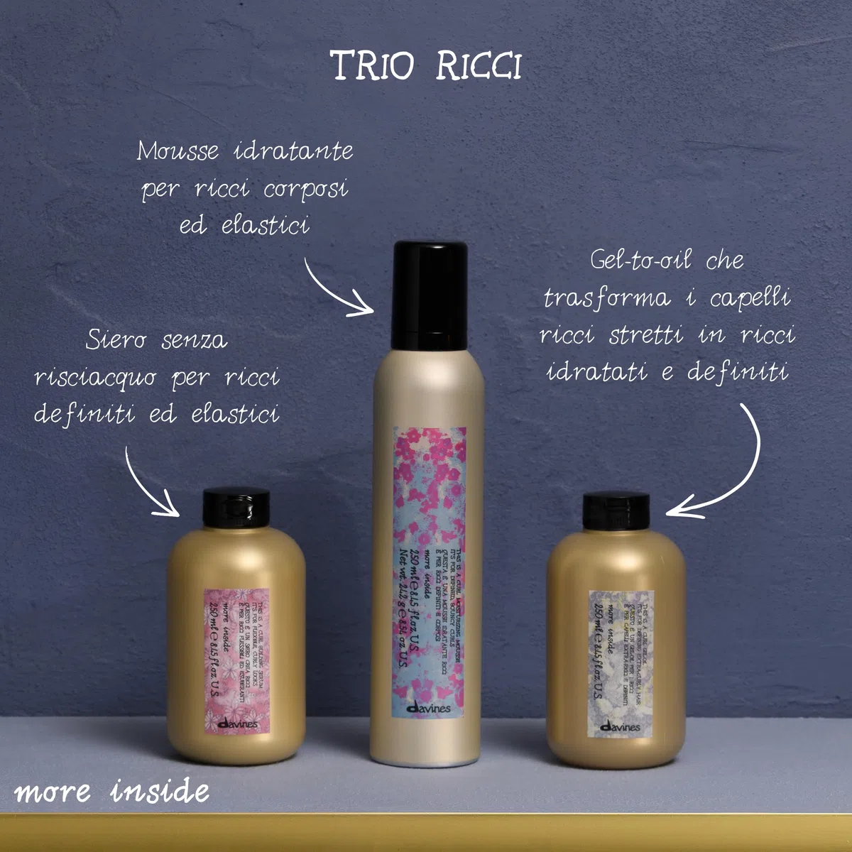 Davines MORE INSIDE Questa è una Mousse Ricci - Per ricci definiti e corposi - Schiuma a tenuta media con texture cremosa e compatta - 250 ml