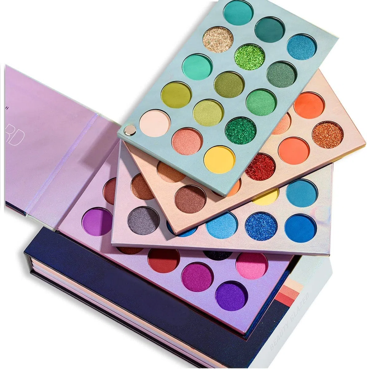 Palette di ombretti a 60 colori, tavolo 4 in 1 con glitter ad alta pigmentazione, rotazione dell'ombretto opaco, tavolozza per il trucco nudo perlescente, occhi cosmetici