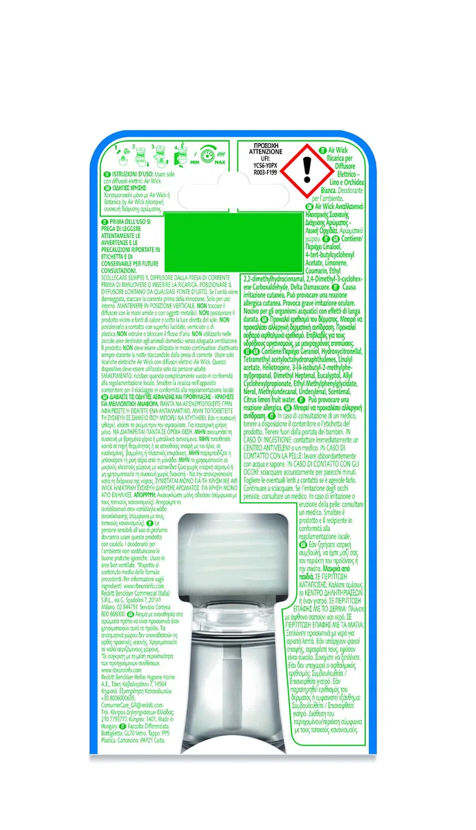 Air Wick Profumatore per Ambienti Lino e Orchidea Bianca Ricarica 6 pezzi da 19 mL ognuno