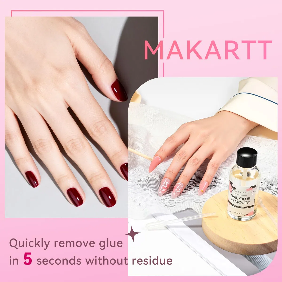 Makartt Nail Glue Remover für Nagelspitzen,50ml Nagelkleber Entferner für Press on Nails False Nails