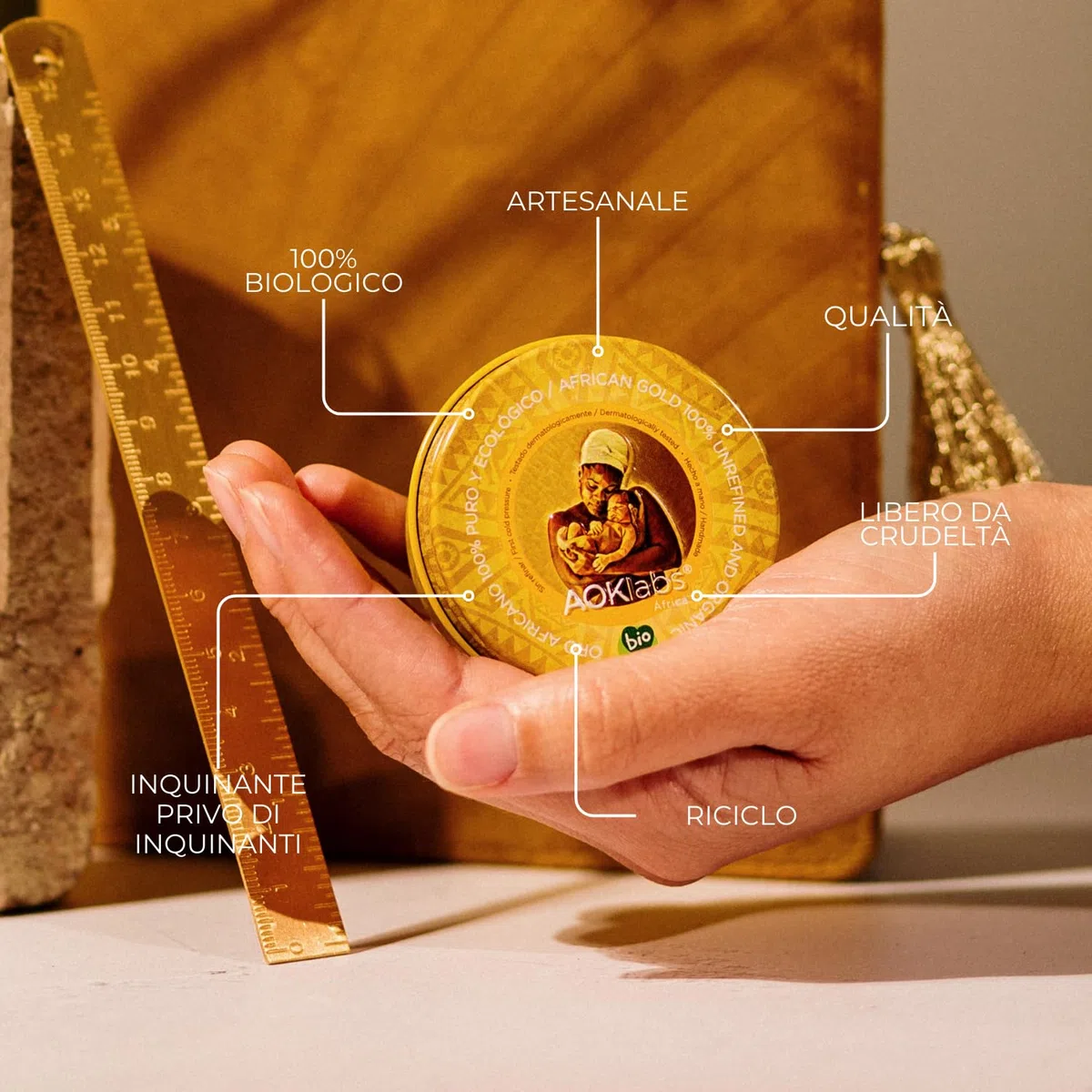 AOKlabs - Burro di karitè puro, Oro Africano - Non raffinato, puro al 100%, biologico, senza additivi I Idrata, rigenera e ripara la pelle e i capelli