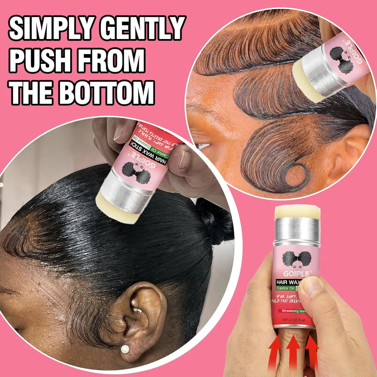 Hair Wax Stick a lunga durata, non grassi, bastone per capelli ribelli, bastone di cera per donne e bambini, con spazzola per capelli lisci, spazzola per bordi, pettine a coda di topo e pinza per