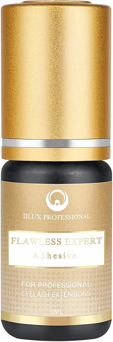 Dlux Professional Colla per Extension Ciglia Flawless Expert, 5ML Nera, Asciugatura Rapida (2-3 sec), Lunga Durata (5-7 sett.)