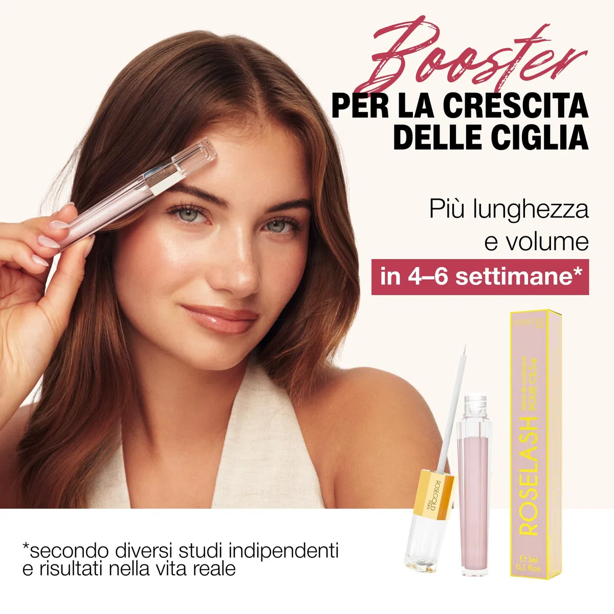 ROSEGOLD ROSELASH Siero Ciglia Eyelash Serum Lash Serum per Ciglia Più Lunghe Folte e Spesse - 99% Naturale - Made in France - Senza Ormoni Senza Profumo Vegan Cruelty Free