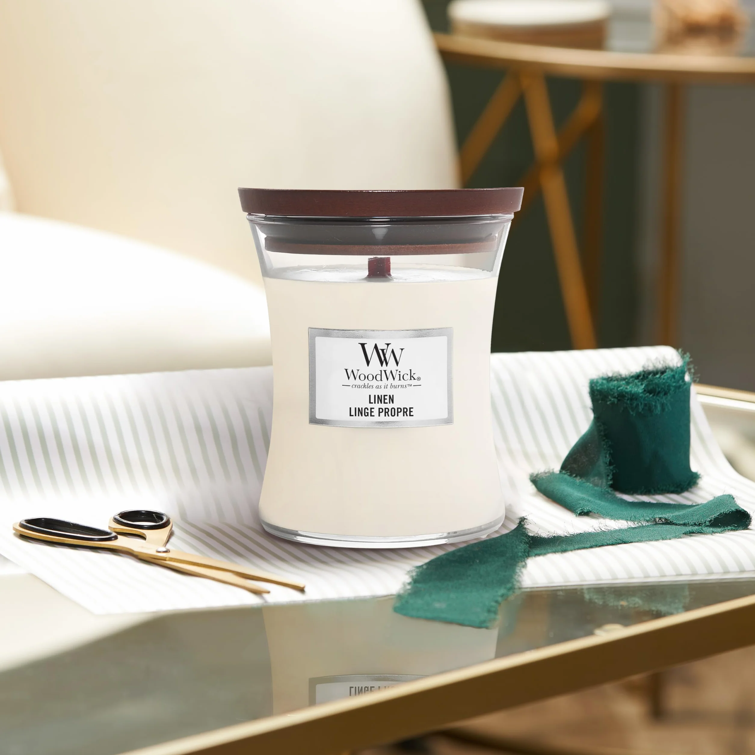 WoodWick jarre parfumée moyenne avec mèche en bois crépitante | Tramonto sulla costa | Jusqu'à 60 heures de combustion