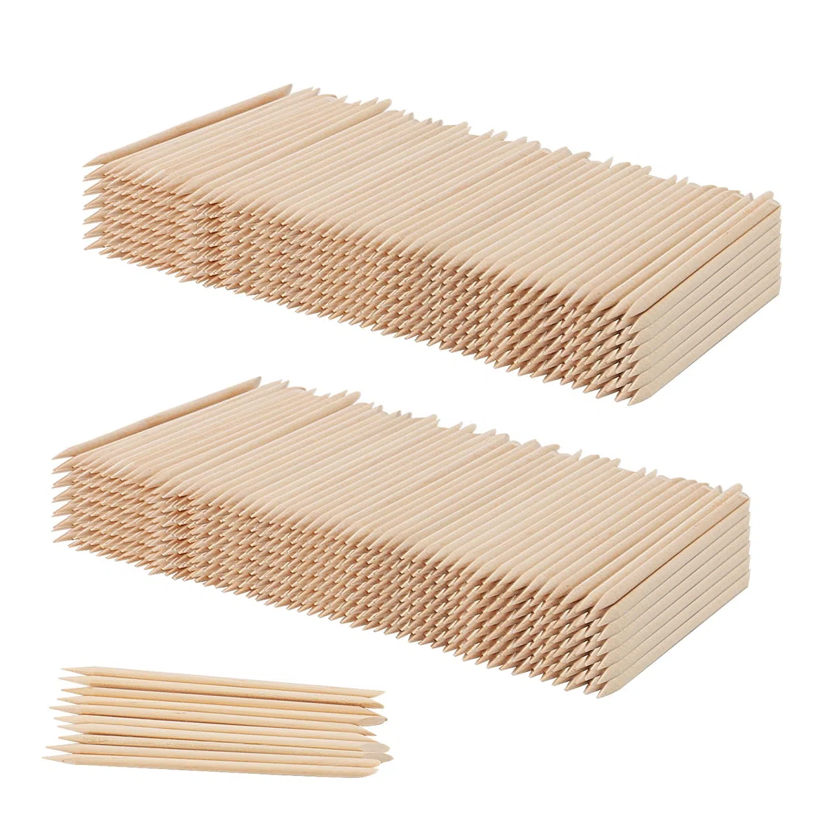 MUKCHAP 1200 bastoncini per unghie in legno arancione, bastoncini per manicure, bifacciali, spingi cuticole in legno, per manicure e pedicure